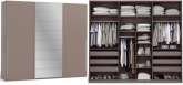 Closet B576 3 Portas de correr e 6 Gavetas - Noce/Moka
