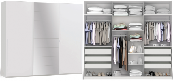 Closet/Roupeiro B576 3 Portas de correr e 6 Gavetas - Branco